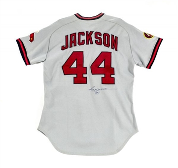 Reggie Jackson 1985 California Angels Game Worn and Signed Road Jersey